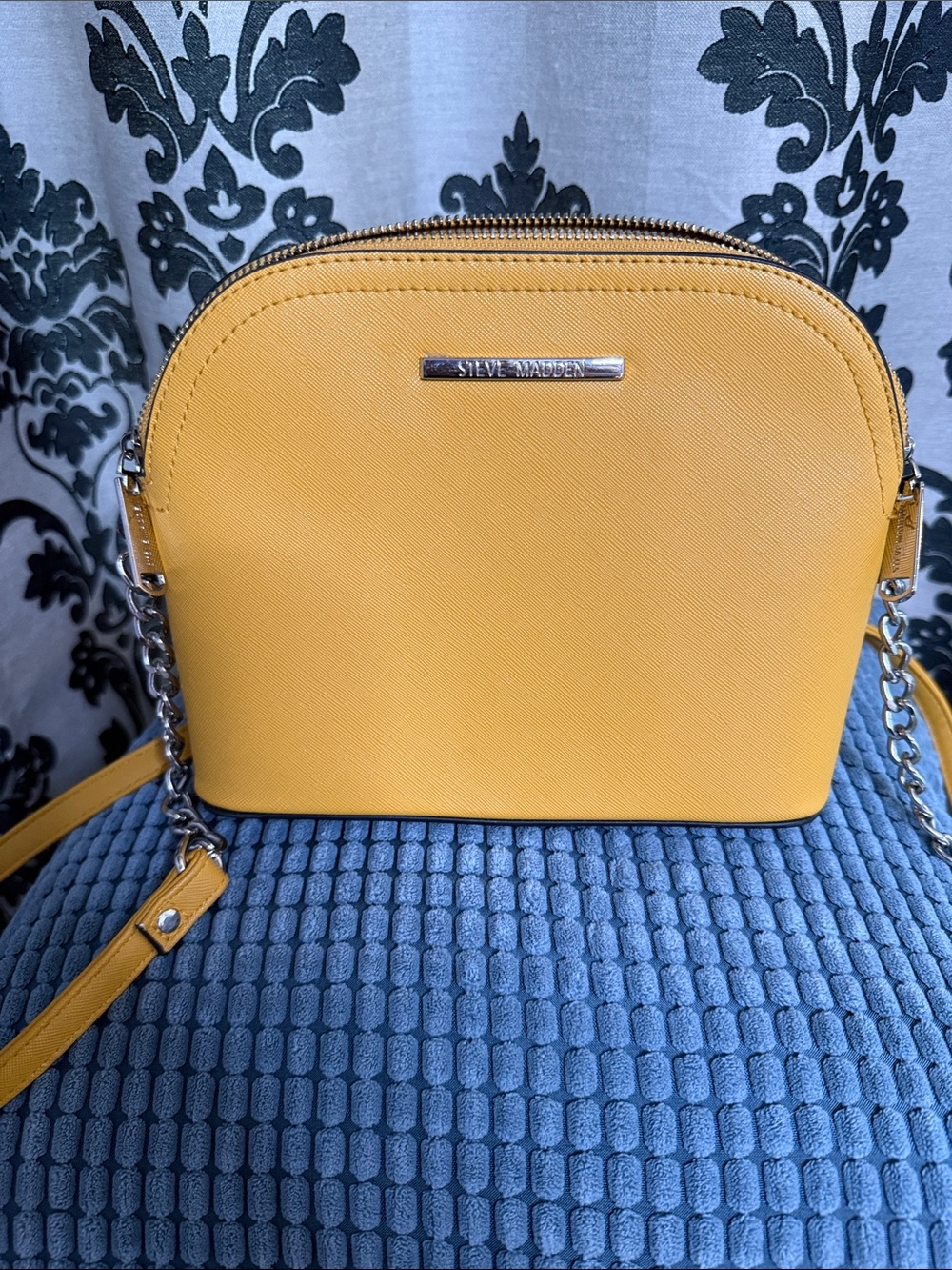 Steve Madden Yellow Saffiano Crossbody Bag with Chain Strap